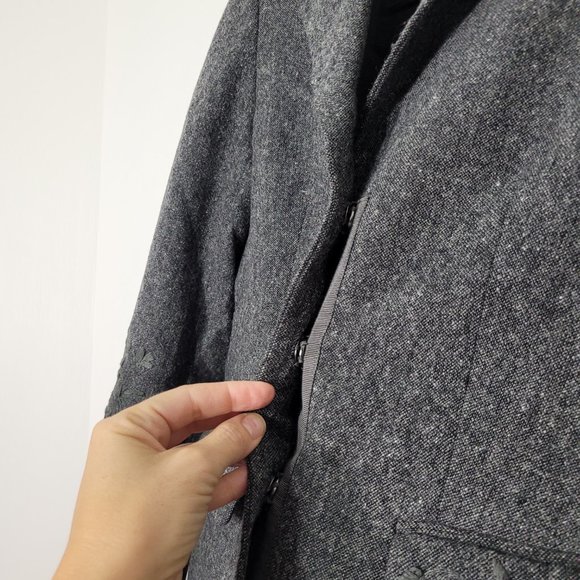 Votre Nom Vintage Charcoal Wool Blend Preppy Gray Floral Embroidery Classy Sz 2 - Picture 8 of 12